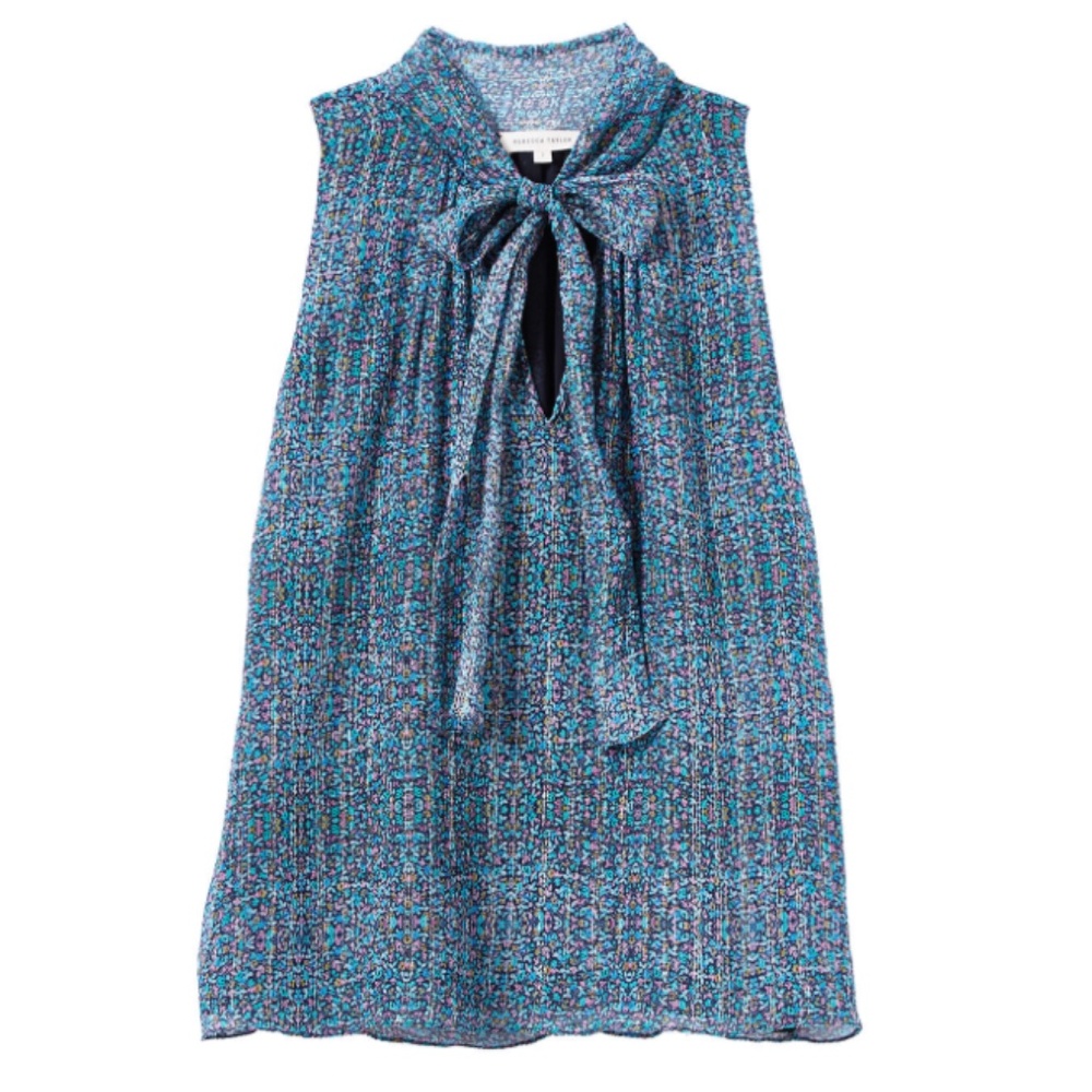 NWT Rebecca Taylor Blue Floral Silk Blouse
